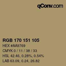 Color code: RGB 170 151 105 | qconv.com