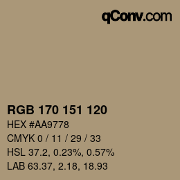 Color code: RGB 170 151 120 | qconv.com