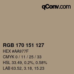 Farbcode: RGB 170 151 127 | qconv.com