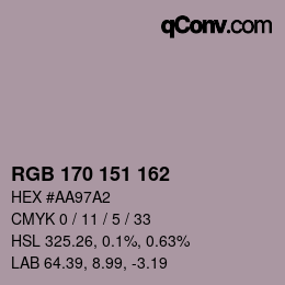 Color code: RGB 170 151 162 | qconv.com