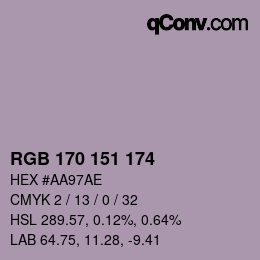 Color code: RGB 170 151 174 | qconv.com
