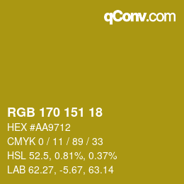Color code: RGB 170 151 18 | qconv.com