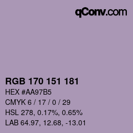 Color code: RGB 170 151 181 | qconv.com