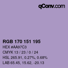 Color code: RGB 170 151 195 | qconv.com
