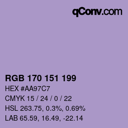 Color code: RGB 170 151 199 | qconv.com