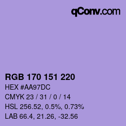 Color code: RGB 170 151 220 | qconv.com