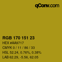 Color code: RGB 170 151 23 | qconv.com