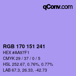 Color code: RGB 170 151 241 | qconv.com