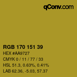 Color code: RGB 170 151 39 | qconv.com
