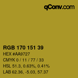 Color code: RGB 170 151 39 | qconv.com