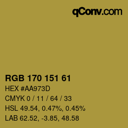 Color code: RGB 170 151 61 | qconv.com