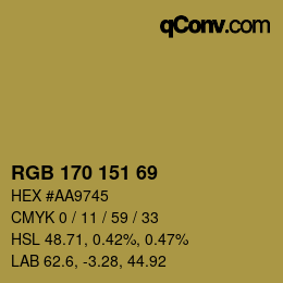 カラーコード: RGB 170 151 69 | qconv.com