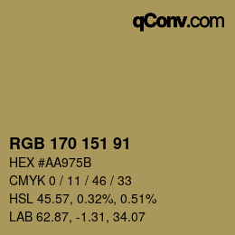 Color code: RGB 170 151 91 | qconv.com