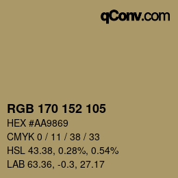 Color code: RGB 170 152 105 | qconv.com