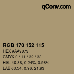 颜色代码: RGB 170 152 115 | qconv.com