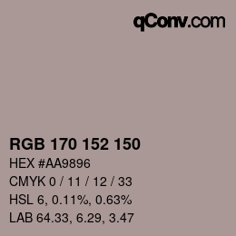 Código de color: RGB 170 152 150 | qconv.com