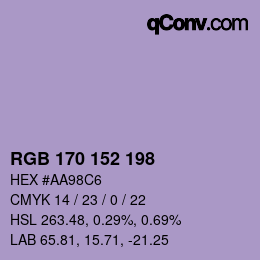 カラーコード: RGB 170 152 198 | qconv.com