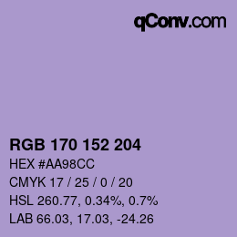 Color code: RGB 170 152 204 | qconv.com
