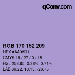 カラーコード: RGB 170 152 209 | qconv.com