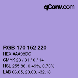 Código de color: RGB 170 152 220 | qconv.com
