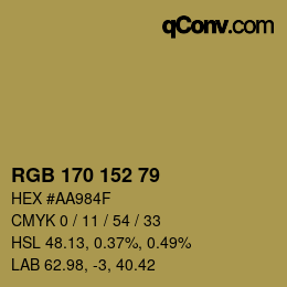 Color code: RGB 170 152 79 | qconv.com