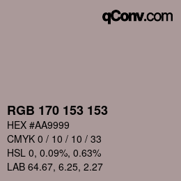 Farbcode: RGB 170 153 153 | qconv.com