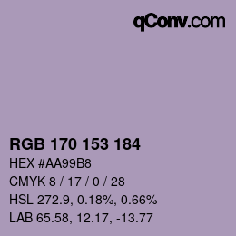 Color code: RGB 170 153 184 | qconv.com