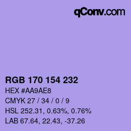 Color code: RGB 170 154 232 | qconv.com