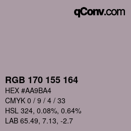Color code: RGB 170 155 164 | qconv.com