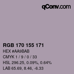 Código de color: RGB 170 155 171 | qconv.com