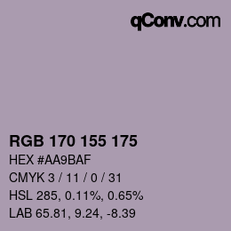 Color code: RGB 170 155 175 | qconv.com