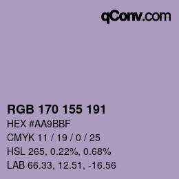 Color code: RGB 170 155 191 | qconv.com