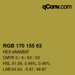 カラーコード: RGB 170 155 63 | qconv.com