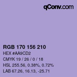 Color code: RGB 170 156 210 | qconv.com