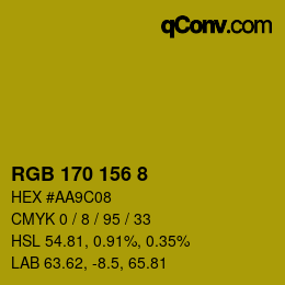 Color code: RGB 170 156 8 | qconv.com