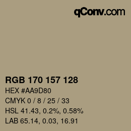 Code couleur: RGB 170 157 128 | qconv.com