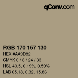 Farbcode: RGB 170 157 130 | qconv.com