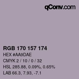 Color code: RGB 170 157 174 | qconv.com