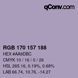 Farbcode: RGB 170 157 188 | qconv.com