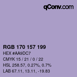 Color code: RGB 170 157 199 | qconv.com