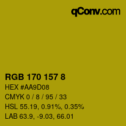 Color code: RGB 170 157 8 | qconv.com