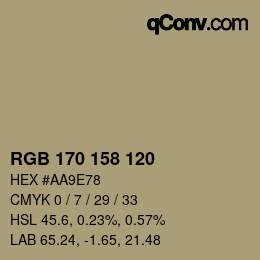 カラーコード: RGB 170 158 120 | qconv.com