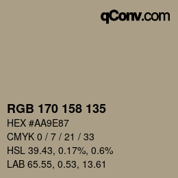 Color code: RGB 170 158 135 | qconv.com