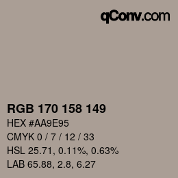 Color code: RGB 170 158 149 | qconv.com