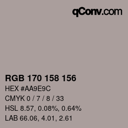 颜色代码: RGB 170 158 156 | qconv.com