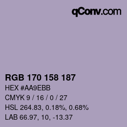 Farbcode: RGB 170 158 187 | qconv.com