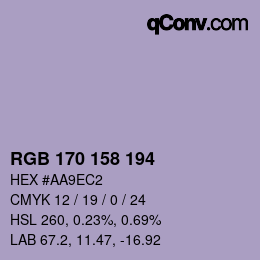 颜色代码: RGB 170 158 194 | qconv.com