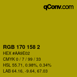 カラーコード: RGB 170 158 2 | qconv.com
