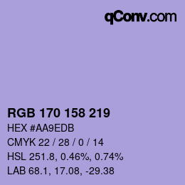 Color code: RGB 170 158 219 | qconv.com