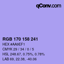 Color code: RGB 170 158 241 | qconv.com